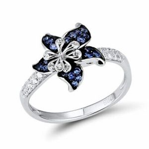 New 925 Sterling silver Cute flower Ring